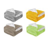 Couverture Sherpa douce double face : 200 x 230 cm / Moutarde