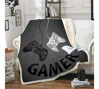 Couverture Sherpa Gamer Blanket Bande Dessinée Jeu Bouton De Contrôle Enfant Adulte Adolescent Microfibre Chaud Canapé-Lit Couvertures Plaids Quilt Jeux Vidéo Automne Hiver (Gris,150_x_130_cm)