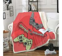 Couverture Sherpa Gamer Blanket Bande Dessinée Jeu Bouton De Contrôle Enfant Adulte Adolescent Microfibre Chaud Canapé-Lit Couvertures Plaids Quilt Jeux Vidéo Automne Hiver (Rouge,150_x_130_cm)