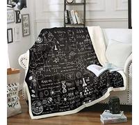 Couverture Sherpa Math Science Formula Plaid géométrique Chiffres en Polaire Noir/Blanc floue Couverture Double 152 x 200,7 cm