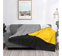 Couverture Simple Moderne Gris Jaune Et Noir Géométrique Chaud Flanelle Polaire Peluche Douce Canapé Jeté Couverture comme Couvre-lit/Draps De Lit 125 X 150 cm