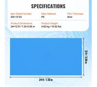 Couverture Solaire pour Piscine-VEVOR-7,32 x 3,66 m-Bâches Solaires Rectangulaires pour Piscine-pour Chauffer L'eau