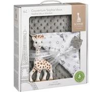 Couverture Sophie la Girafe Girafe : blanche et marron / plaid : gris Gris G