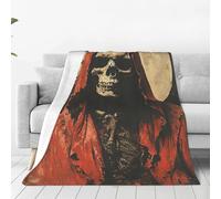 Couverture Squelette De La Faucheuse, Art Rétro d'horreur Couverture Flanelle Doux Moelleuse Plaids pour Toutes Les Saisons Voiture Adultes 125x150cm