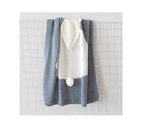 Couverture stéréoscopique en laine avec oreilles de lapin - Pour enfants et bébés - 28,7 x 12,7 cm - Gris