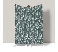 Couverture Style De Décoration Moderne Agréable, Couverture Vert Flanelle Douce et Chaude, Couvertures Plantes Branches Feuilles Légère Toutes Saisons, pour Lit Canapé Chambre Voiture Avion 130x150 cm