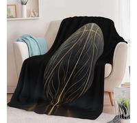 Couverture Style Luxe Noir Et Or Flanelle 130 x 150 cm, Couvertures Imprimé Rayures De Basket Abstraites Moelleuse Chaudes Légères pour Voyager Lit Canapé Adolescents et Adultes