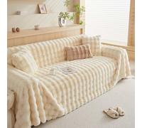 Couverture surdimensionnée en fausse fourrure pour canapé-lit - Tissu lapin à bulles chaud et épais - Housse confortable et moelleuse de grande taille (180 x 260 cm, vert)