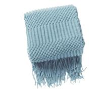 Couverture texturée en mailles solides, Lake Blue | Lances Couverture avec Glands, Grandes Couettes Douces Décontractées, Décoration de Housses de Canapé Vintages en