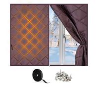 Couverture Thermique Pour Fenêtres D'hiver Kit D'isolation Rideaux Thermiques Pour Temps Froid Avec Fermeture Éclair Rideau Occultant Conserve La Chaleur Et Bloque L'air Froid(Brown,W100*H100cm)