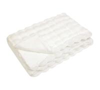 Couverture toboggan en fourrure synthétique de lapin blanche 150 x 220 cm | Polyester, rectangulaire, texture bulle, lavage à la main, utilisation polyvalente pour canapé, lit, chaise