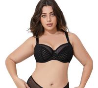 Couverture Totale Soutien-Gorge, À Armatures en Dentelle Microfibre Cœur Croisé Féminin Maintien Parfait Femme(Black,80J)
