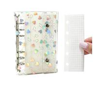 Couverture transparente - Couvertures transparentes de 7,5 pouces pour ordinateurs portables à feuilles lâches | Pvc Budget Notebook Casing Heart Pattern | Projet Plan Cover Double Closure Replaceable