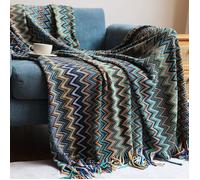 Couverture Tribale Jeté de Canapé Plaid Grande Taille Colorée Décoratif Bohème Bleu,130 * 200CM