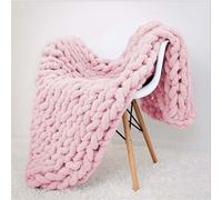 Couverture Tricotée Chenille Fil Tricoté à la main Couvre-lit Animaux Lit Chaise Canapé Bras Tricot Couverture Éparpillée Maison Décor Cadeau, Rose, 50x50cm