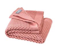 Couverture tricotée en nid d'abeille pour bébé et enfant, 100 % laine mérinos biologique, douce et chaude, 80 x 100 cm, durable et équitable, dans un beau motif de tricot en nid d'abeille, fabriquée