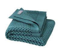 Couverture tricotée en nid d'abeille pour bébé et enfant - 100 % mérinos bio - Douce et chaude - 80 x 100 cm - Durable et équitable - Dans un beau motif de tricot en nid d'abeille - Fabriquée en