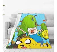 Couverture Tricotée En Polaire Ultra Douce Avec Motifs De Dessins Animes Et Amusants Finn Et Jake Pour Voiture, Canape, Chambre A Coucher