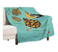 Couverture universelle pour canapé, chambre à coucher, motif mésange et pommes de pin, style rétro, 130 x 175 cm