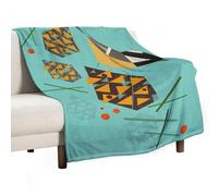 Couverture universelle pour canapé, chambre à coucher, motif mésange et pommes de pin, style rétro, 138 x 175 cm