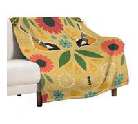 Couverture universelle pour canapé ou chambre à coucher Motif mésange de charbon rétro 175 x 200 cm