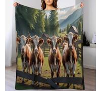 Couverture Vache Animale - Couverture Polaire - Couverture De Canapé en Peluche Flannel Douce Et Moelleuse - Décoration pour Lit, Canapé, Canapé,(150×200cm)