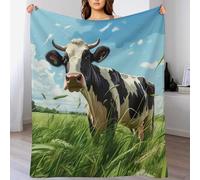 Couverture Vache - Couverture Polaire - Couverture De Canapé en Peluche Flannel Douce Et Moelleuse - Décoration pour Lit, Canapé, Canapé,（130×180cm）