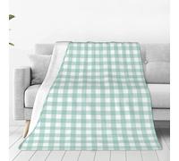 Couverture Vert Sauge Basique à Carreaux Vichy, Couverture Douce pour Toutes Les Saisons, couvertures Chaudes, légères et pelucheuses en Flanelle 150X125 CM