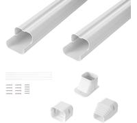 Couverture VEVOR Mini-Split-Line-Set 76,2 mm L 2270 mm L, couverture décorative de tuyauterie en PVC pour climatisation avec 2 canaux droits et composants complets, à peindre pour pompes à chaleur, bl