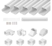 Couverture VEVOR Mini-Split-Line-Set 76,2 mm L 3110 mm L, couverture décorative en PVC pour tuyauterie de climatisation avec 5 canaux droits et composants complets, à peindre pour pompes à chaleur, bl