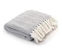 Vidaxl Couverture Coton Ã Chevrons 160 X 210 Cm Gris