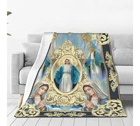Couverture Vierge Marie - Couverture mère de Dieu - Cadeau religieux pour femme et homme - Prière chrétienne - Écriture catholique - Couverture en flanelle polaire chaude et douce pour adultes et