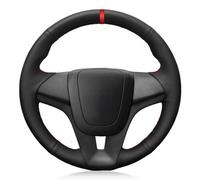 Couverture Volant Voiture pour Chevrolet pour Cruze 2009-2014 pour Aveo 2011-2014 pour Orlando 2010 Housse Volant Voiture Cuir Artificiel Noir Souple Cousu Main Protège Volant(Yellow Thread)