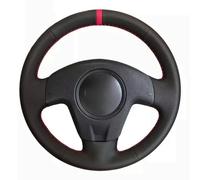 Couverture Volant Voiture pour Seat pour Ibiza 2004 2005 2006 Housse Volant Voiture Souple Cousue Main Cuir Artificiel Noir avec Marqueur Rouge Couvre Volant(Black Thread)