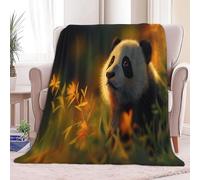 Couvertures Abstrait Art Animaux Panda Chaud Cadeau, Plaid Canape Noir en Flanelle Épaisse Douce et Confortable - Couverture Lit Chaude pour Adulte et Enfant 130 x 150 cm