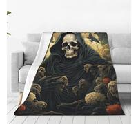 Couvertures Art du Crâne Squelette De La Faucheuse Couverture Canape Multi-Usages Léger Plaids pour Voiture Chaises Hiver 125x150cm