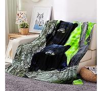 Couvertures Bois Ours Noir,Couverture De Voyage Confortable Légère Couverture De Canapé Moelleuse Super Douce Couverture De Canapé Confortable/Couche Unique-130X150Cm
