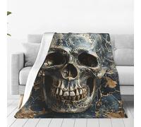 Couvertures Crâne Vintage Métal Rock Squelette Art Couverture Canape Hypoallergénique Doux Plaid pour Lit Chaises 125x150cm