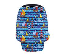 Couvertures d'allaitement, Fansu Multi-usages Coton Bébé Housse Elastique Canopy, Couverture Poussette, Housse d'allaitement, Coque auto pour bébé Housse de protection (Baleine de l'océan)