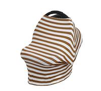 Couvertures d'allaitement, Fansu Multi-usages Coton Bébé Housse Elastique Canopy, Couverture Poussette, Housse d'allaitement, Coque auto pour protection (Rayures marron,Taille unique)
