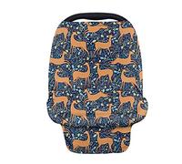 Couvertures d'allaitement, Fansu Multi-usages Coton Bébé Housse Elastique Canopy, Couverture Poussette, Housse d'allaitement, Coque auto pour bébé Housse de protection (Cerf sika bleu)