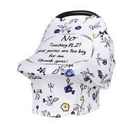 Couvertures d'allaitement, Fansu Multi-usages Coton Bébé Housse Elastique Canopy, Couverture Poussette, Housse d'allaitement, Coque auto pour bébé Housse de protection (Fleur blanche)