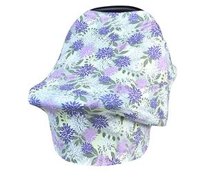 Couvertures d'allaitement, Fansu Multi-usages Coton Bébé Housse Elastique Canopy, Couverture Poussette, Housse d'allaitement, Coque auto pour bébé Housse de protection (Fleurs pourpres)