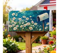 Couvertures de boîte aux lettres magnétiques pour décoration de pelouse, motif marguerites, vert ciel naturel, 45,7 x 53,3 cm