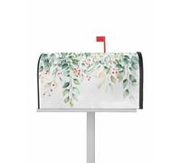 Couvertures de boîte aux Lettres magnétiques Vertes pastorales, Taille Standard 53,3 x 64,3 cm, Motif Feuilles d'eucalyptus, Fruits Rouges, Aquarelle, botanique, décoratives, pour Jardin, Cour, maiso