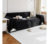 Couvertures de Canapé , Salon pour 3 Coussin Canapé-jalable Jacquard Housses Couvercle de Au Caramel pour Enfants Couvercles Chenille Doux Couvercle de Épais Black 230 * 230
