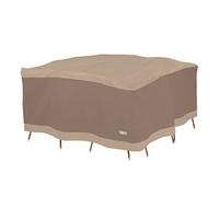 couvertures de canard élégant carré Patio Table avec chaises Coque 92L x 92W x 32H marron