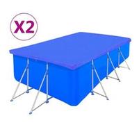 Couvertures de piscine 2 pcs PE Rectangulaire 90 g m² 394x207cm Bleu G