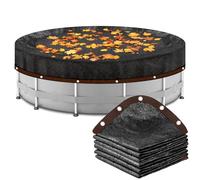 Couvertures de piscine de 24 pieds rondes en filet à feuilles pour piscines hors sol, couverture de piscine hors sol d'hiver pour attraper les feuilles, bâche en maille avec œillets, filet de
