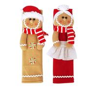 Couvertures de poignée de réfrigérateur de Noël - 2025 NOUVEAUX GLANTS FLANNELS GINGERBREAD MAN, décoration de cuisine de vacances mignonnes et animées | Protégeurs de poignées de festival pour des es